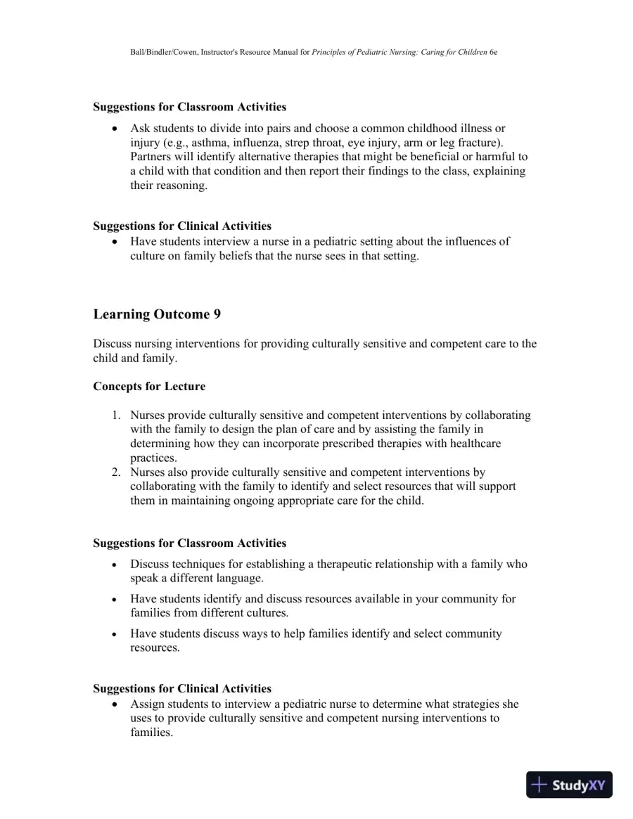 Class Notes for Principles of Pediatric Nursing Caring for Children, 6th Edition, page 11