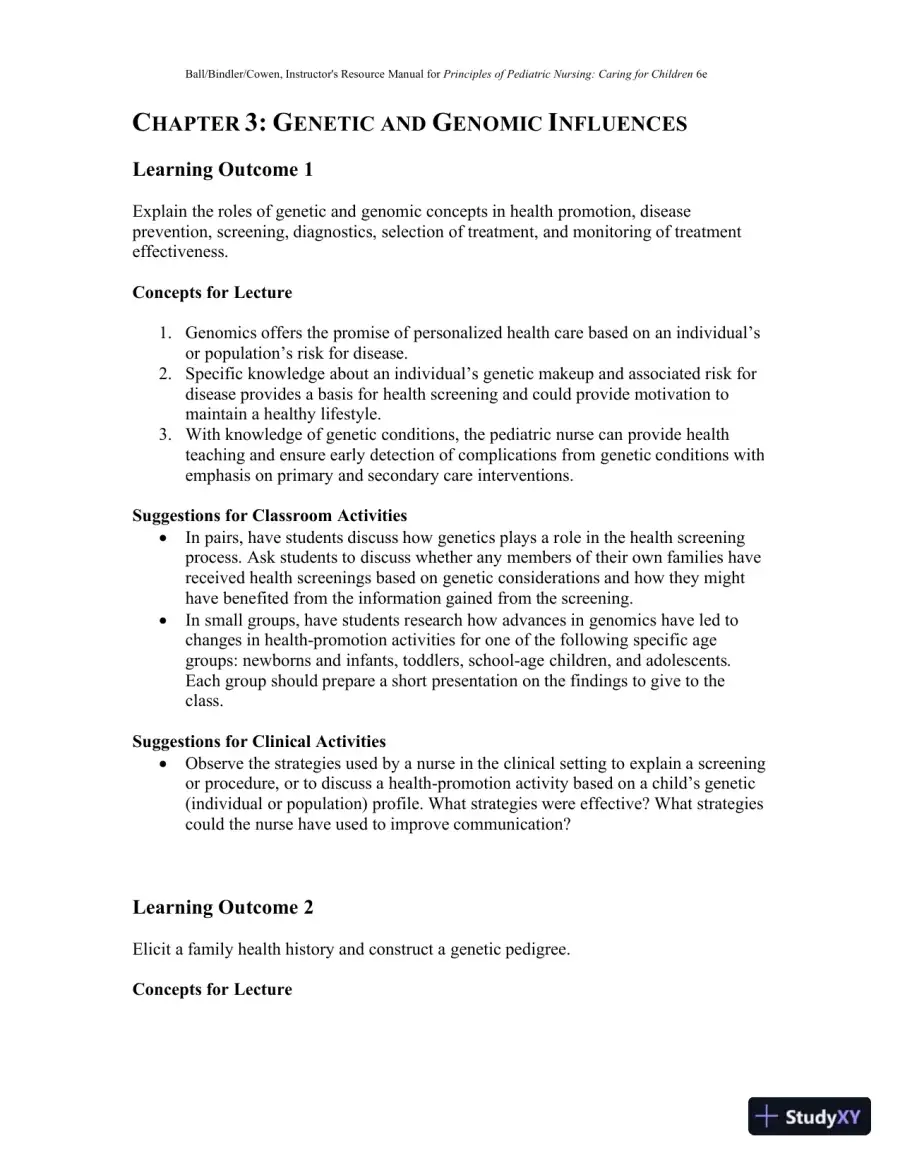 Class Notes for Principles of Pediatric Nursing Caring for Children, 6th Edition, page 13