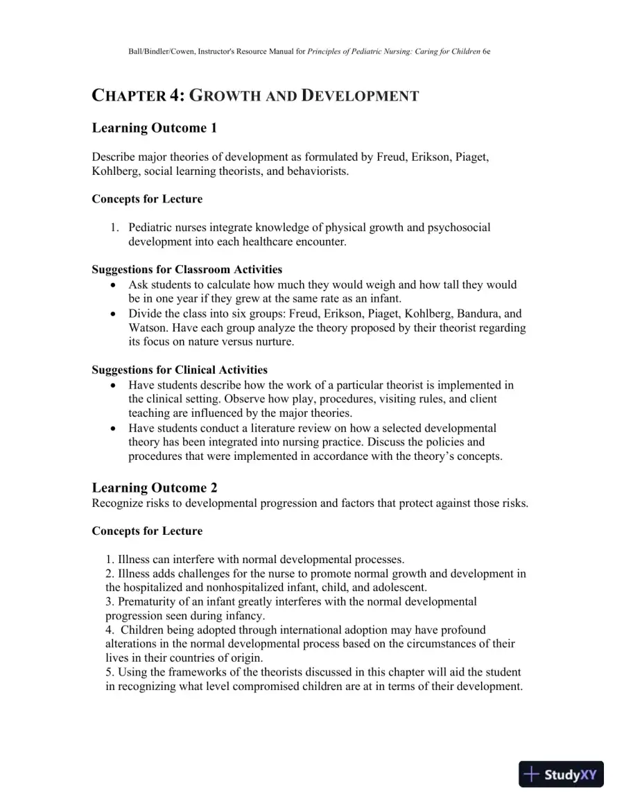 Class Notes for Principles of Pediatric Nursing Caring for Children, 6th Edition, page 18