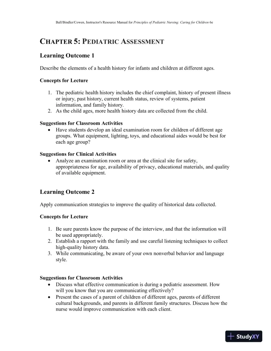 Class Notes for Principles of Pediatric Nursing Caring for Children, 6th Edition, page 23