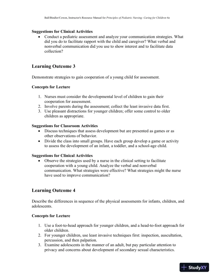Class Notes for Principles of Pediatric Nursing Caring for Children, 6th Edition, page 24