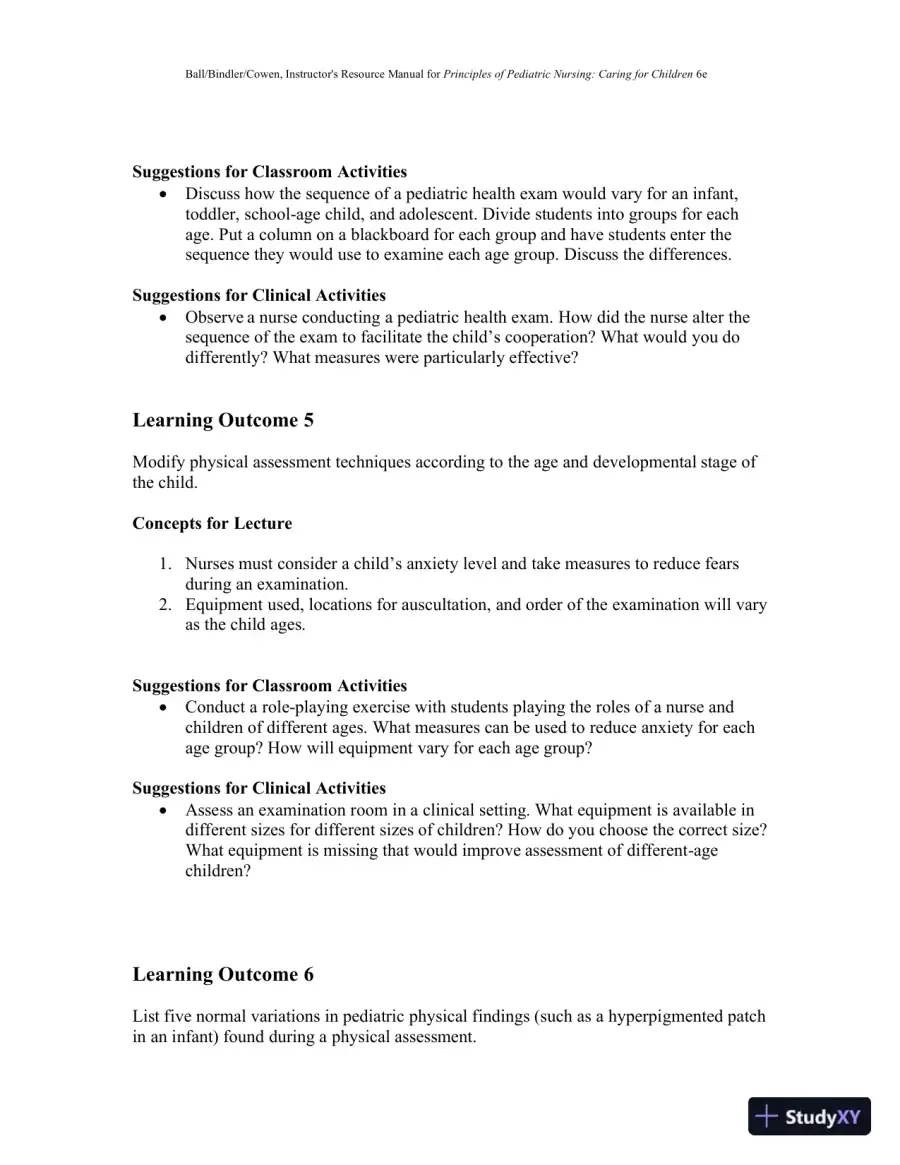 Class Notes for Principles of Pediatric Nursing Caring for Children, 6th Edition, page 25