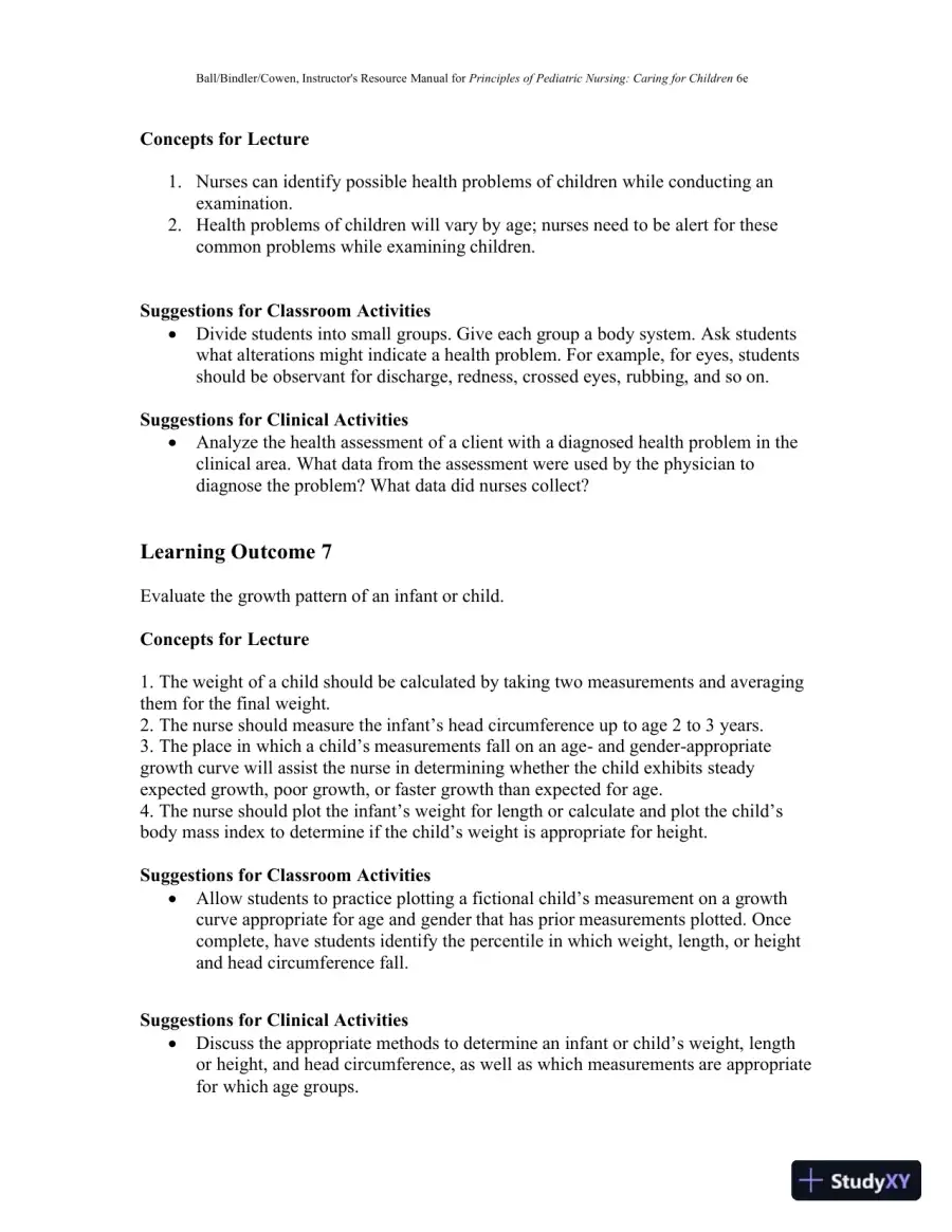 Class Notes for Principles of Pediatric Nursing Caring for Children, 6th Edition, page 26