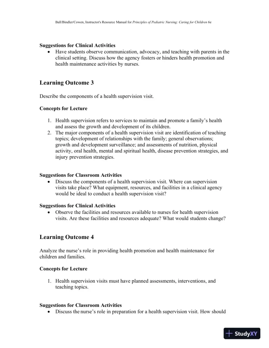 Class Notes for Principles of Pediatric Nursing Caring for Children, 6th Edition, page 29