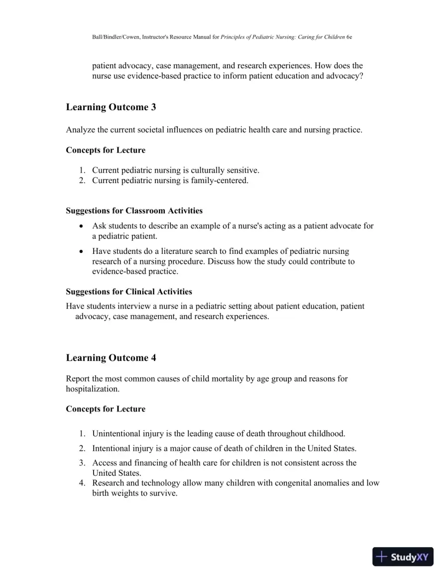 Class Notes for Principles of Pediatric Nursing Caring for Children, 6th Edition, page 3