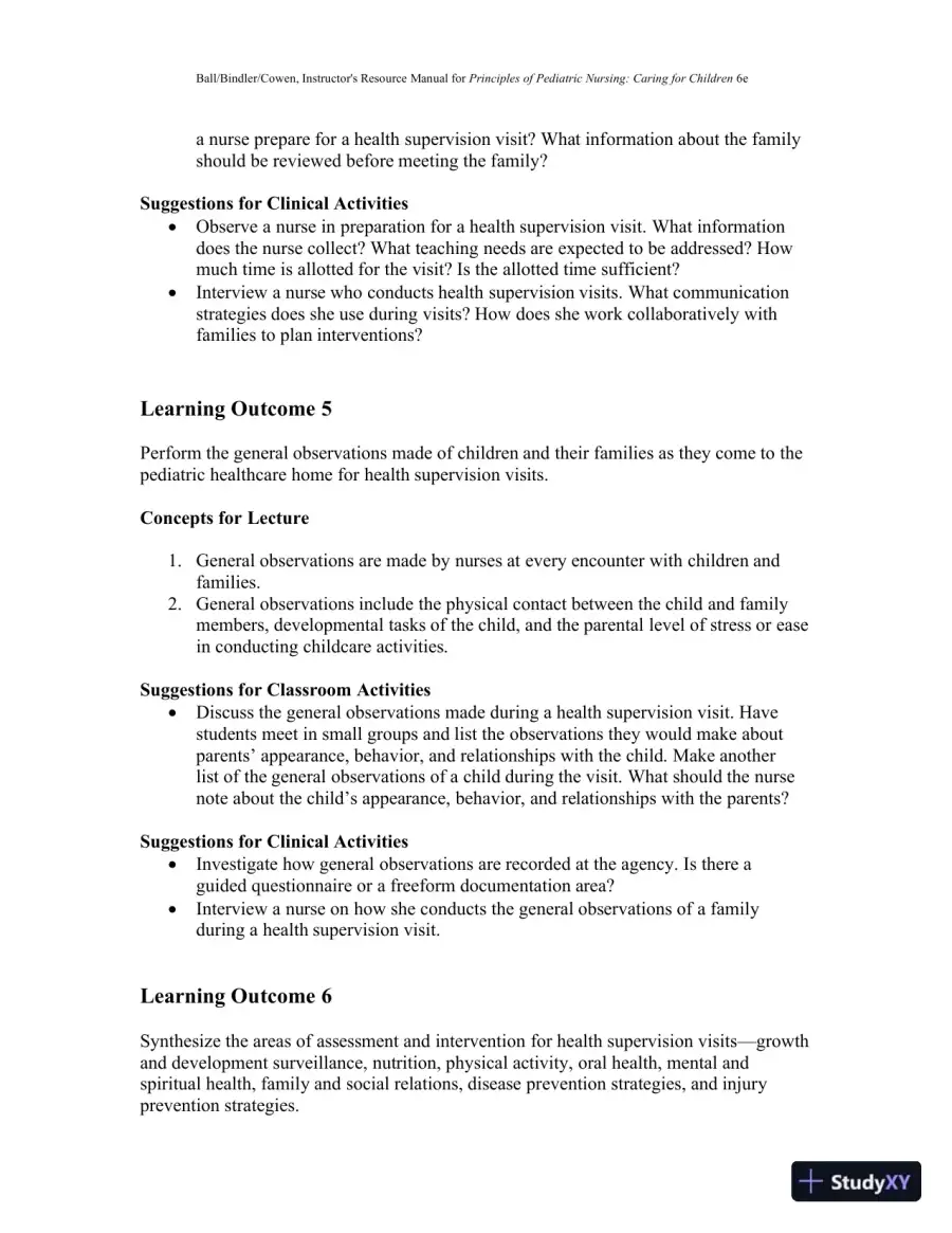 Class Notes for Principles of Pediatric Nursing Caring for Children, 6th Edition, page 30