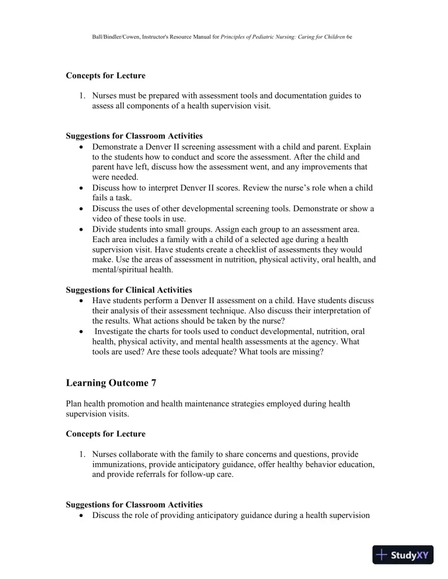 Class Notes for Principles of Pediatric Nursing Caring for Children, 6th Edition, page 31