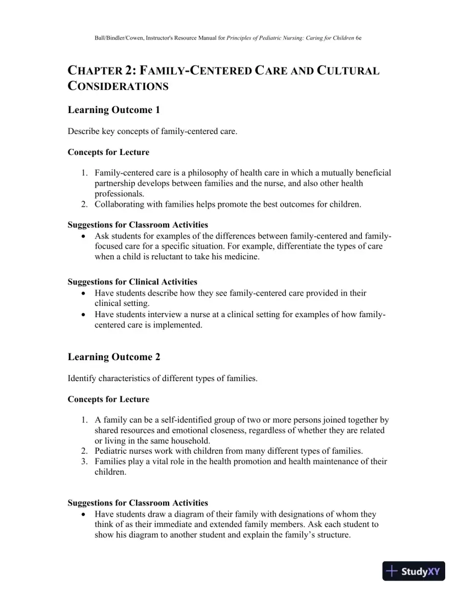 Class Notes for Principles of Pediatric Nursing Caring for Children, 6th Edition, page 6