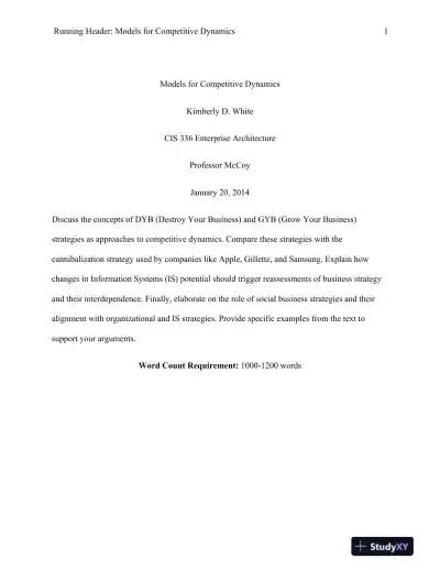 CIS 336 Enterprise Architecture: Models for Competitive Dynamics - Page 1 preview image