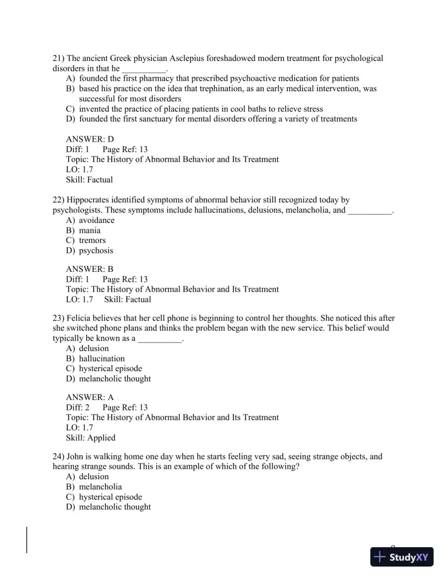 Abnormal Psychology: A Scientist-Practitioner Approach 4th Edition Test Bank, page 10