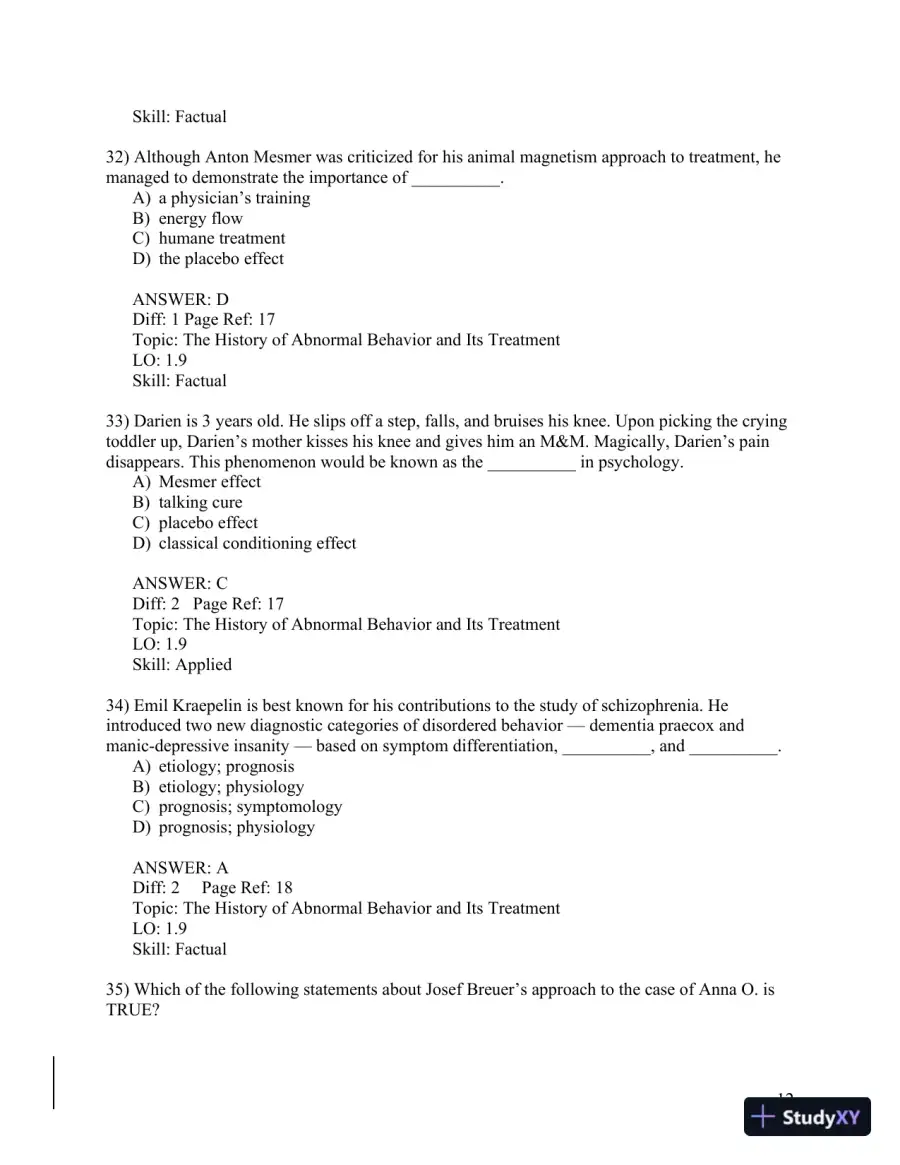 Abnormal Psychology: A Scientist-Practitioner Approach 4th Edition Test Bank, page 13