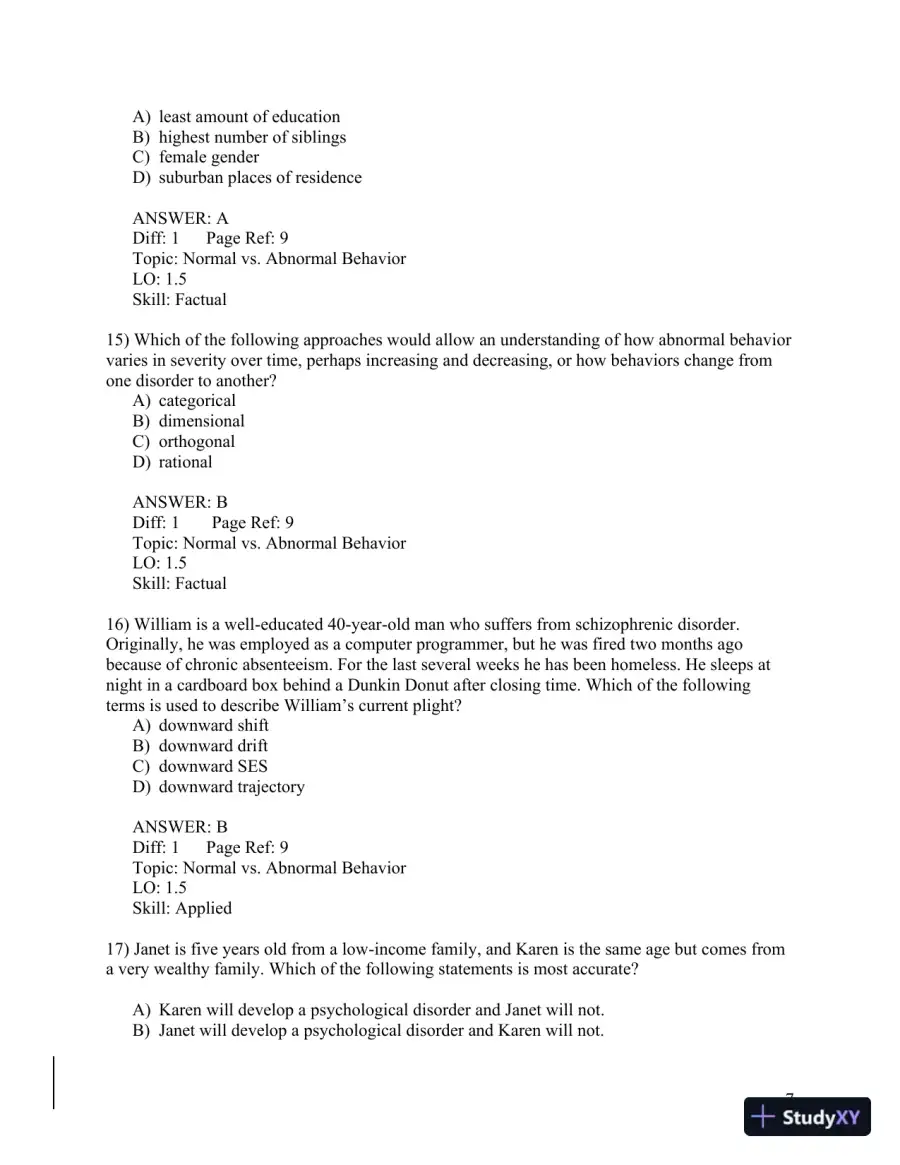 Abnormal Psychology: A Scientist-Practitioner Approach 4th Edition Test Bank, page 8