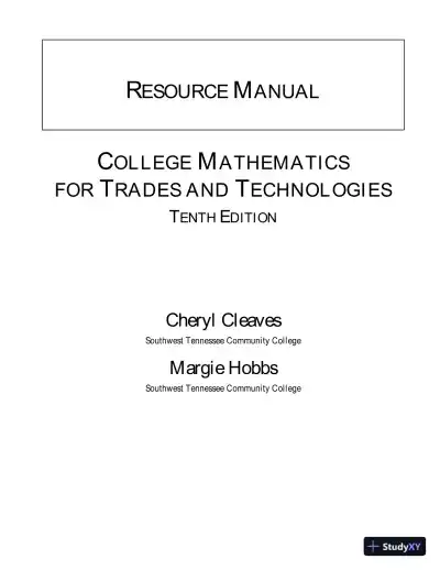 College Mathematics for Trades and Technologies, 10th Edition Solution Manual - Page 1 preview image