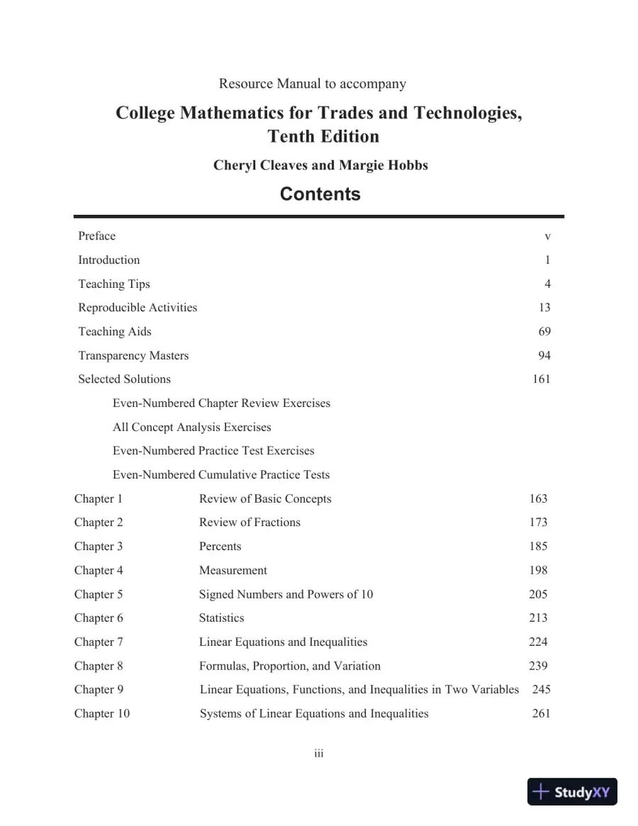 College Mathematics for Trades and Technologies, 10th Edition Solution Manual, page 3