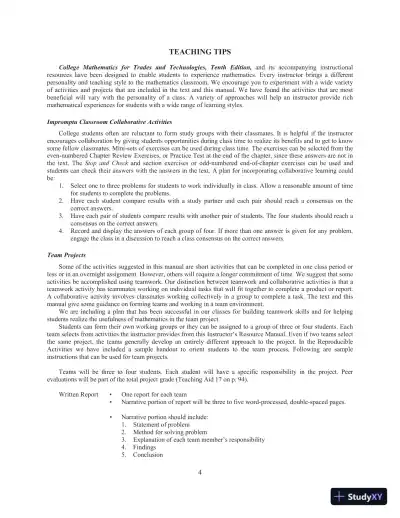 College Mathematics for Trades and Technologies, 10th Edition Solution Manual - Page 5 preview image