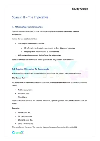 Spanish II - The Imperative - Page 1 preview image