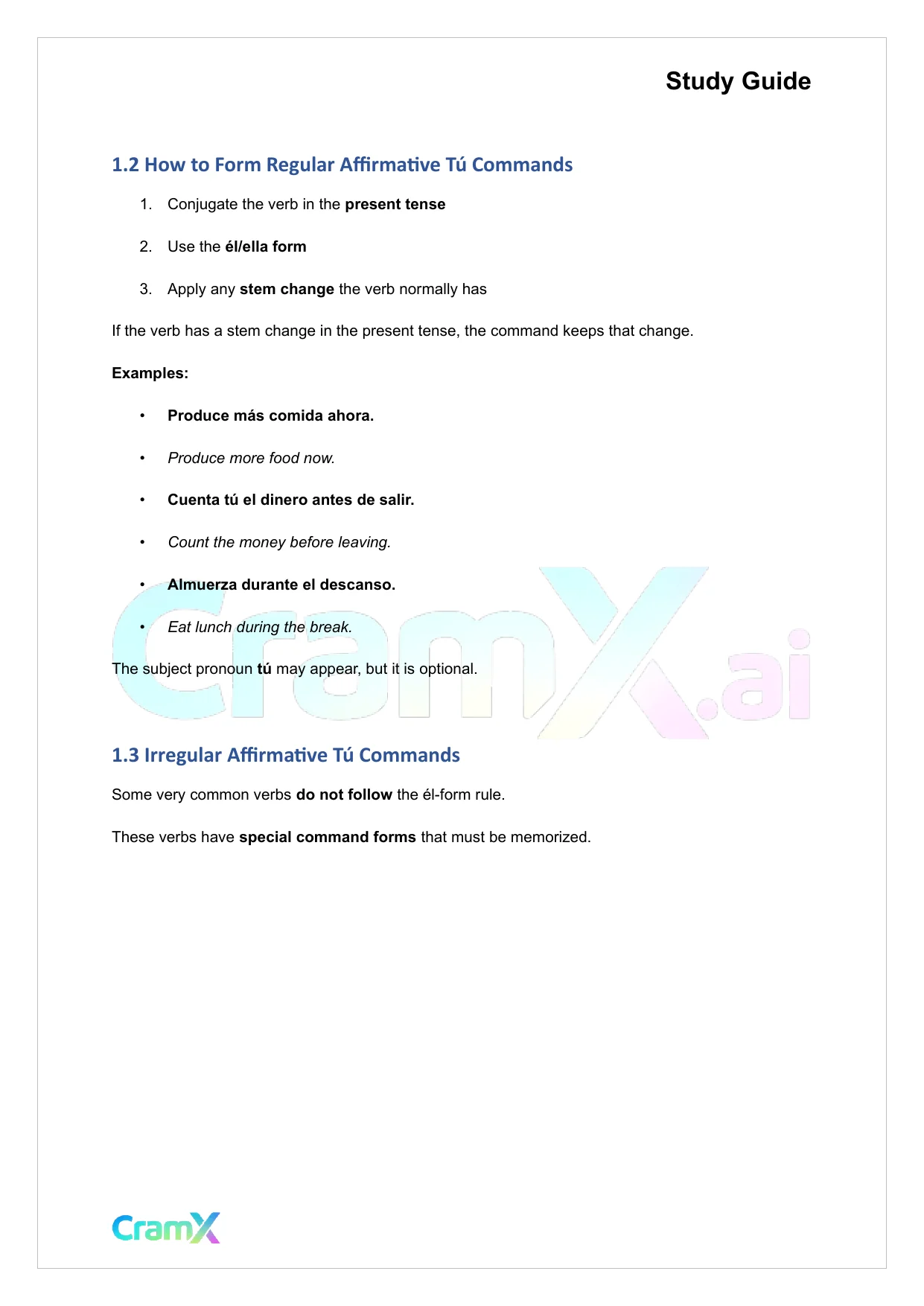 Spanish II - The Imperative - Page 2 preview image