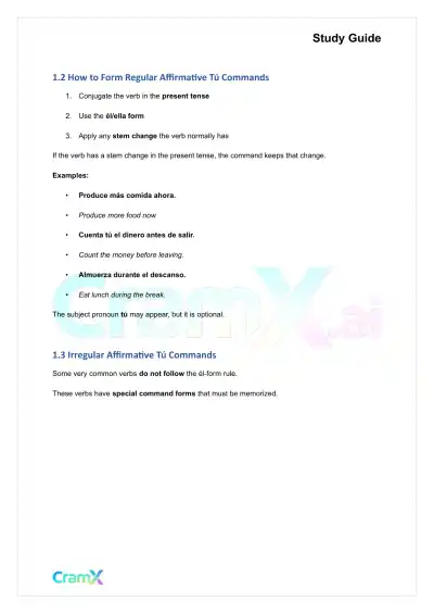 Spanish II - The Imperative - Page 2 preview image