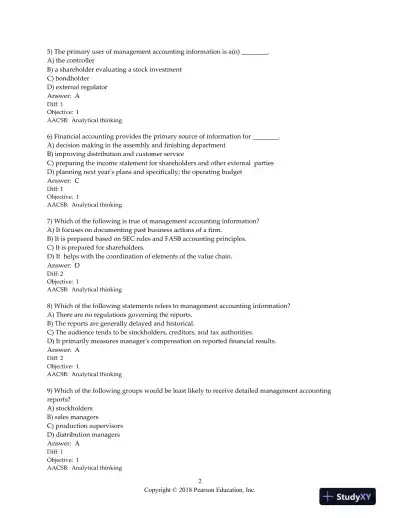 Test Bank For Horngren's Cost Accounting: A Managerial Emphasis, 16th Edition - Page 3 preview image