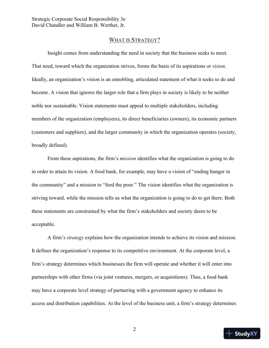 Strategic Corporate Social Responsibility: Stakeholders, Globalization, and Sustainable Value Creation Third Edition Solution Manual, page 12