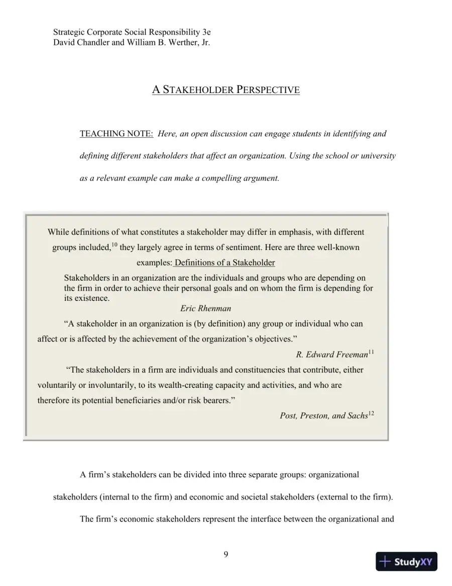 Strategic Corporate Social Responsibility: Stakeholders, Globalization, and Sustainable Value Creation Third Edition Solution Manual, page 19