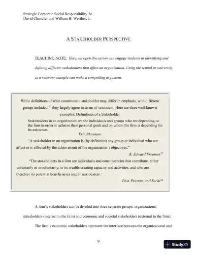 Strategic Corporate Social Responsibility: Stakeholders, Globalization, and Sustainable Value Creation Third Edition Solution Manual - Page 19 preview image