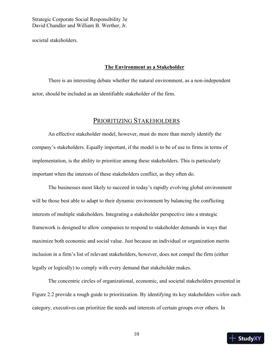 Strategic Corporate Social Responsibility: Stakeholders, Globalization, and Sustainable Value Creation Third Edition Solution Manual, page 20