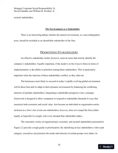 Strategic Corporate Social Responsibility: Stakeholders, Globalization, and Sustainable Value Creation Third Edition Solution Manual - Page 20 preview image