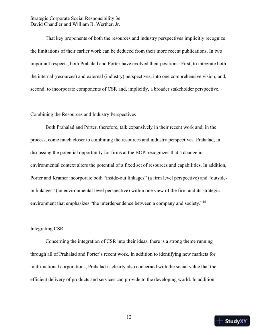 Strategic Corporate Social Responsibility: Stakeholders, Globalization, and Sustainable Value Creation Third Edition Solution Manual, page 22