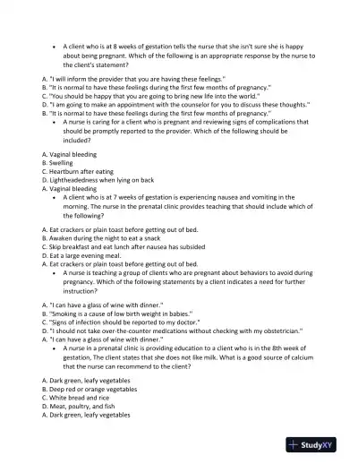 ATI Maternity Proctored Exam Version 5 With Answers (181 Solved Questions) - Page 10 preview image