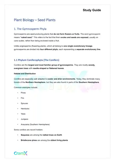 Plant Biology - Seed Plants - Page 1 preview image