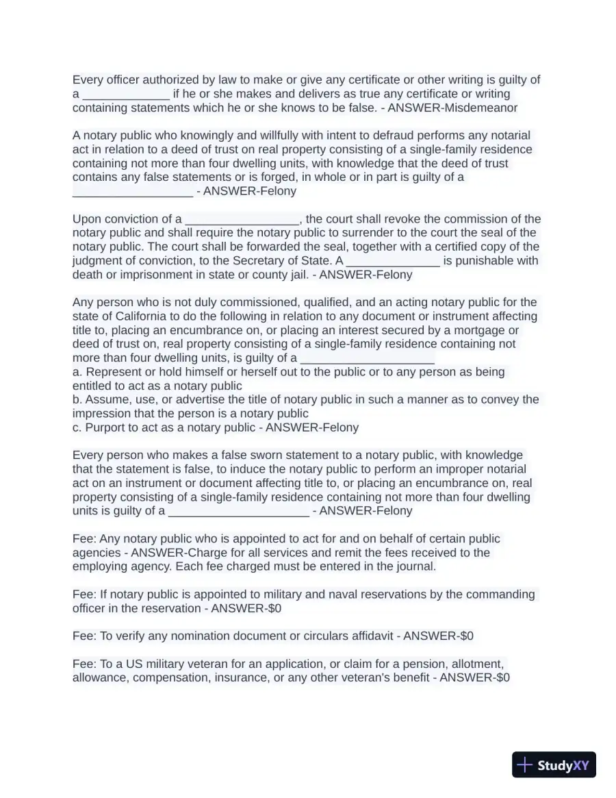 Public Notary Study Guide with Answers (89 Solved Questions), page 3