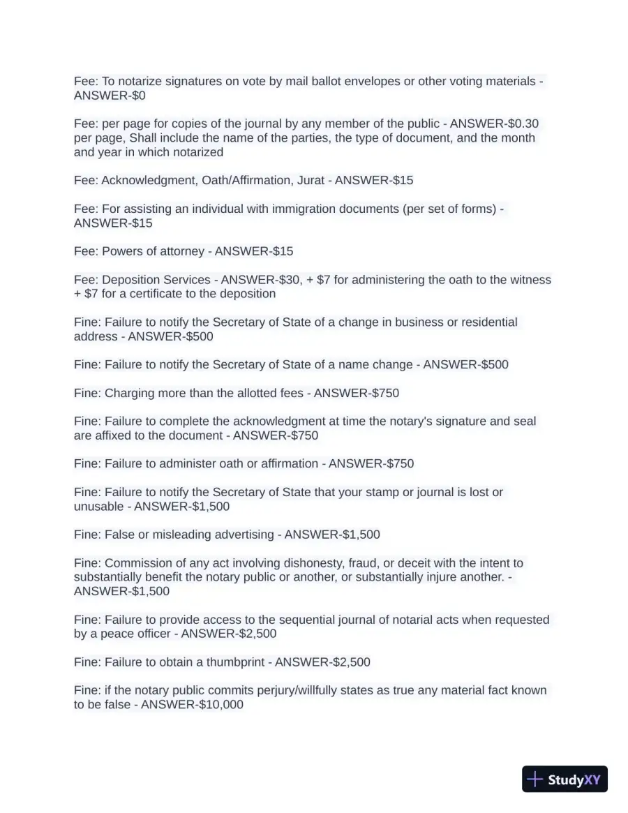 Public Notary Study Guide with Answers (89 Solved Questions), page 4
