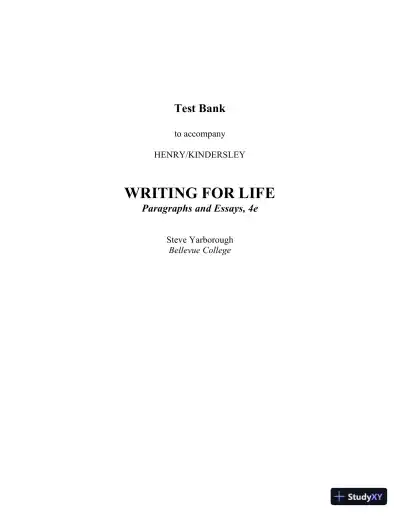 Test Bank for Writing for Life: Paragraphs and Essay, 4th Edition - Page 1 preview image