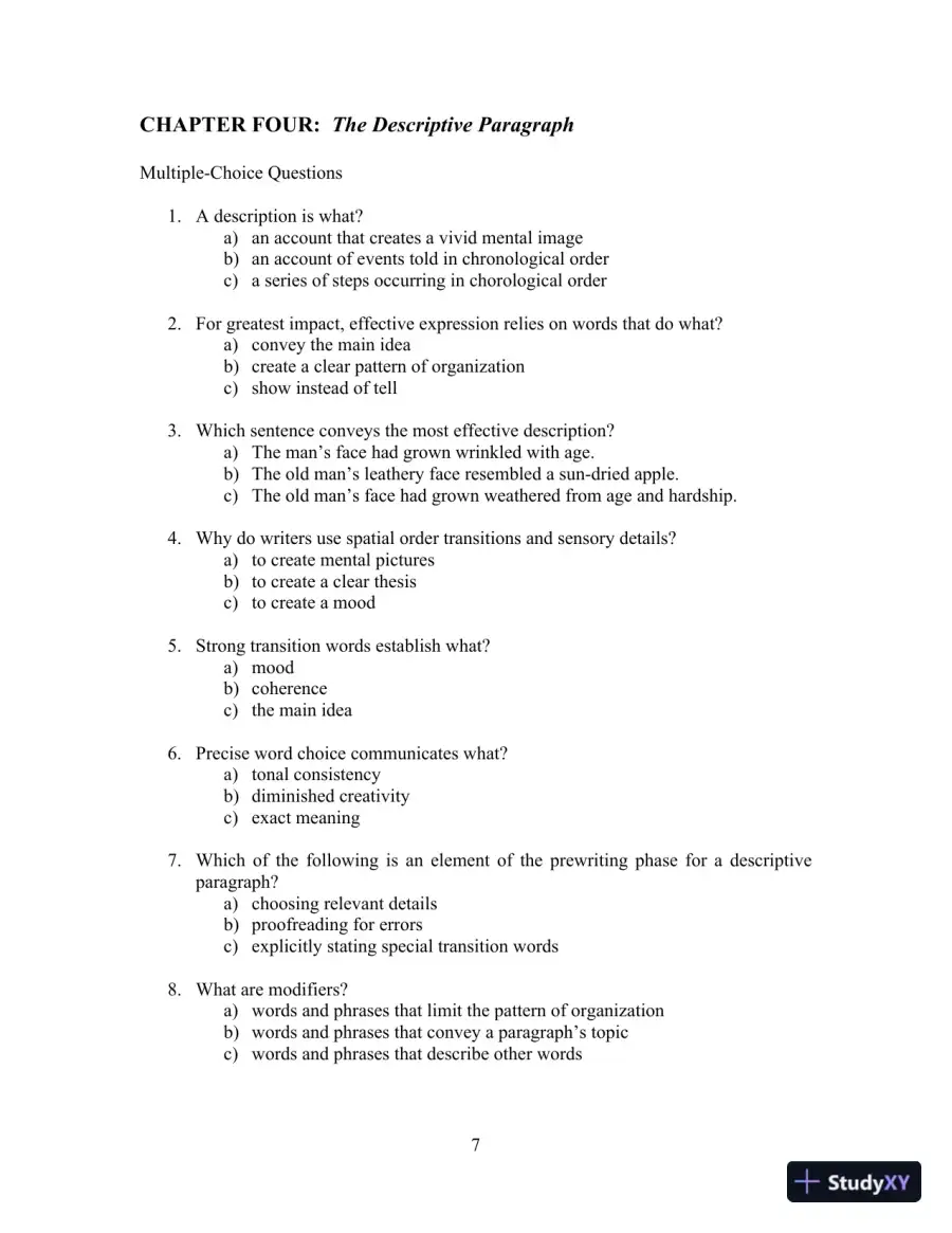 Test Bank for Writing for Life: Paragraphs and Essay, 4th Edition, page 11