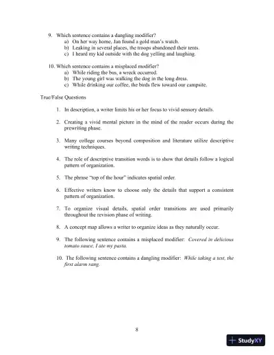 Test Bank for Writing for Life: Paragraphs and Essay, 4th Edition - Page 12 preview image