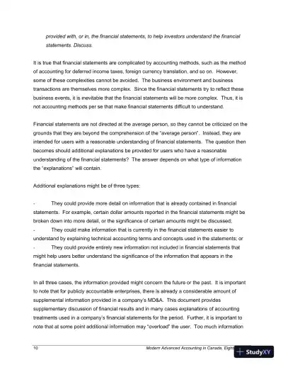 Modern Advanced Accounting in Canada 8th Edition Solution Manual - Page 11 preview image