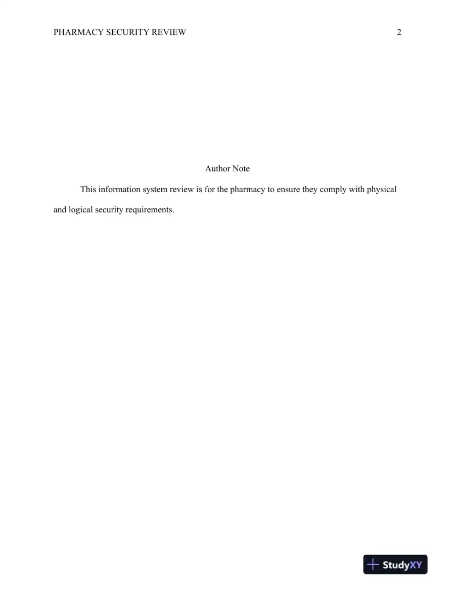 CIS333 Pharmacy Information Systems Security Review, page 3