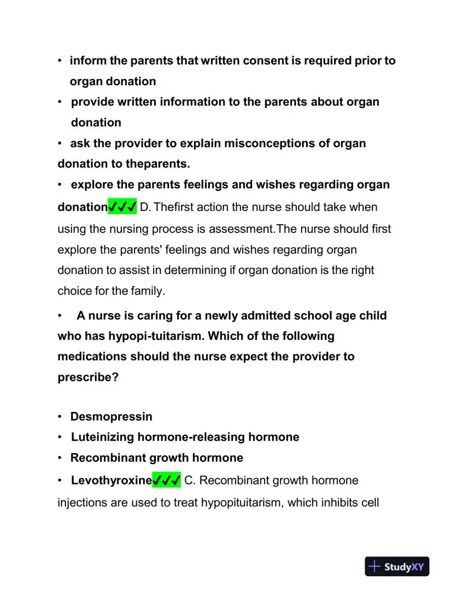 2019 ATI Pediatrics Proctored Exam with Answers (61 Solved Questions), page 10