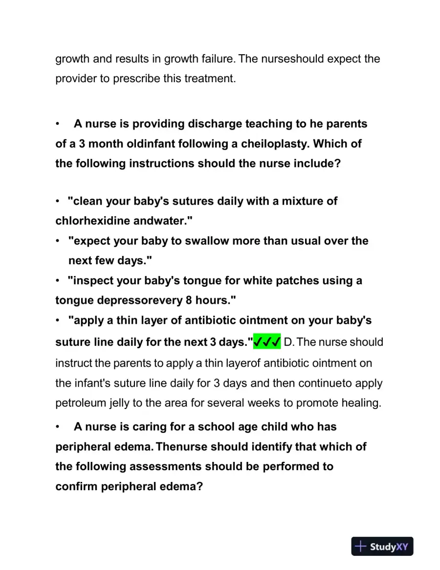 2019 ATI Pediatrics Proctored Exam with Answers (61 Solved Questions), page 11