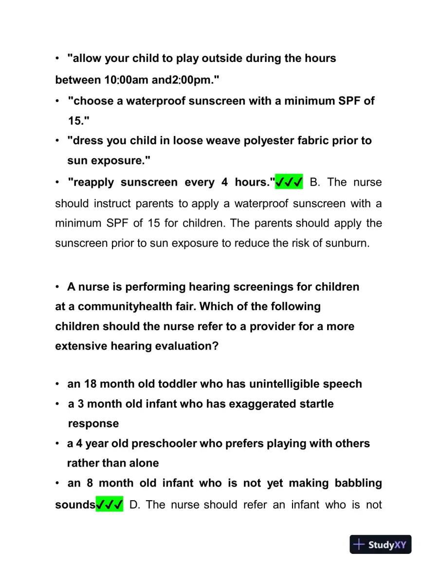 2019 ATI Pediatrics Proctored Exam with Answers (61 Solved Questions), page 3