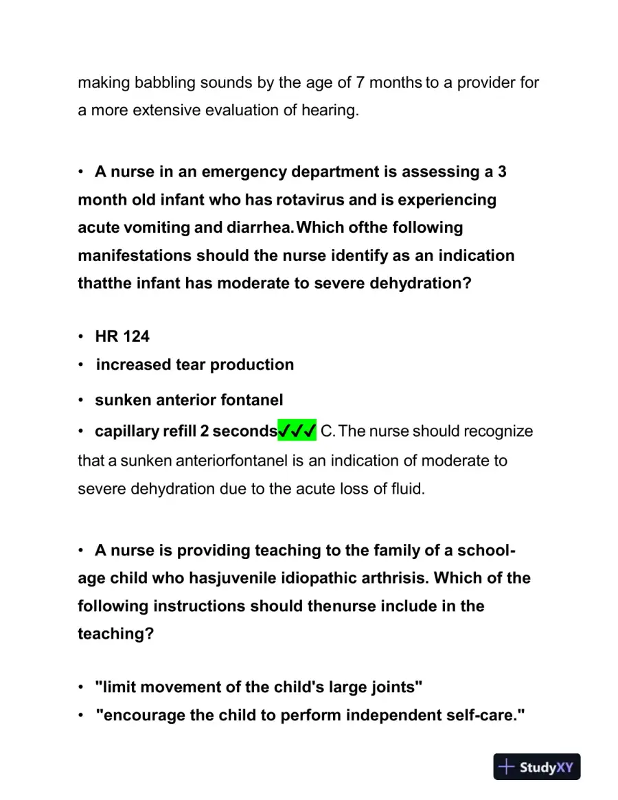 2019 ATI Pediatrics Proctored Exam with Answers (61 Solved Questions), page 4