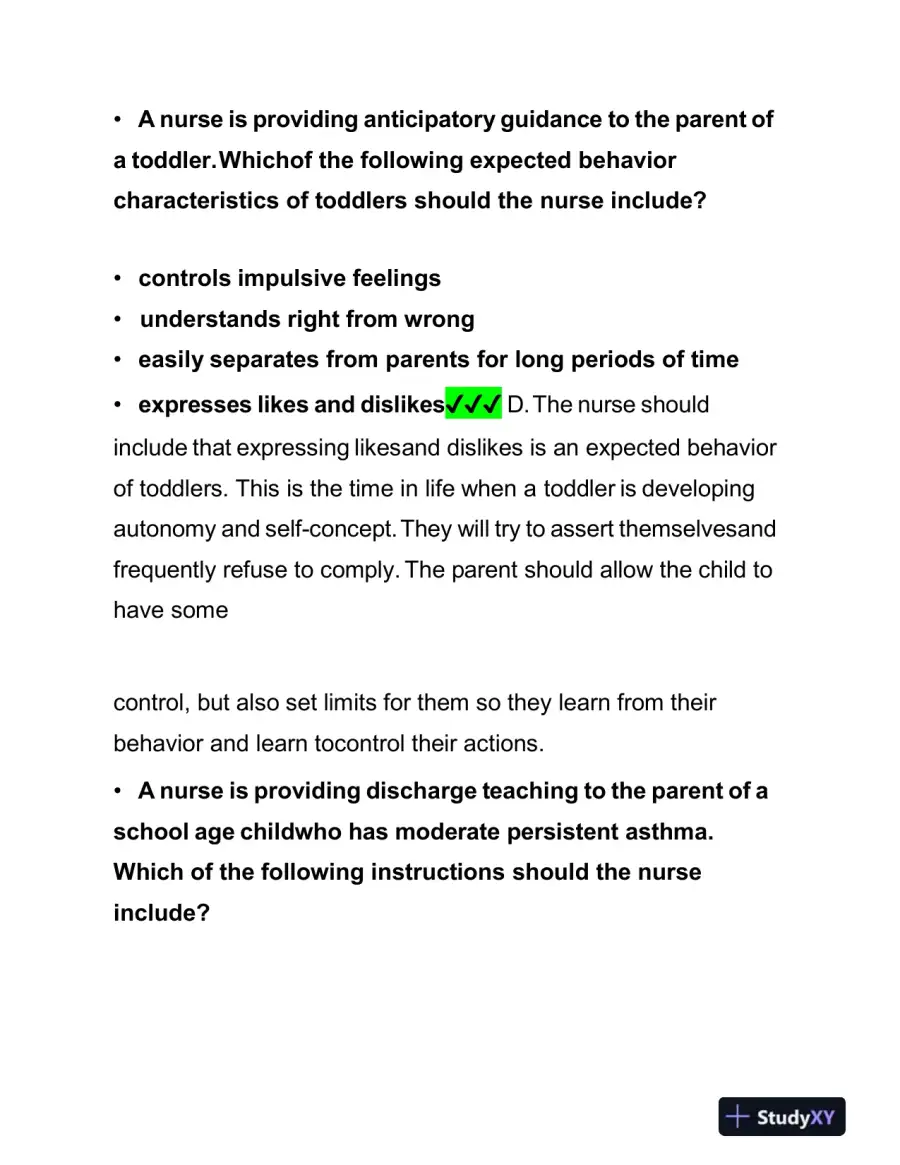 2019 ATI Pediatrics Proctored Exam with Answers (61 Solved Questions), page 6