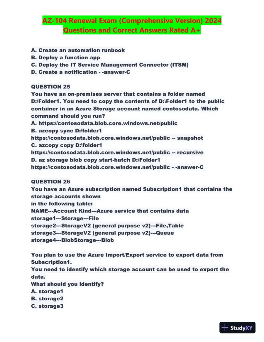 2024 AZ-104 Renewal Comprehensive Exam with Answers (270 Solved Questions), page 12