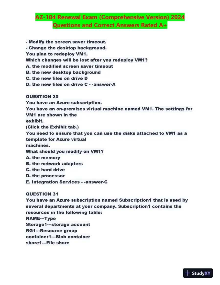 2024 AZ-104 Renewal Comprehensive Exam with Answers (270 Solved Questions), page 14