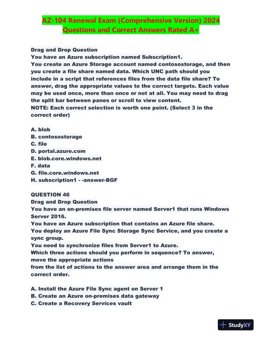 2024 AZ-104 Renewal Comprehensive Exam with Answers (270 Solved Questions), page 22
