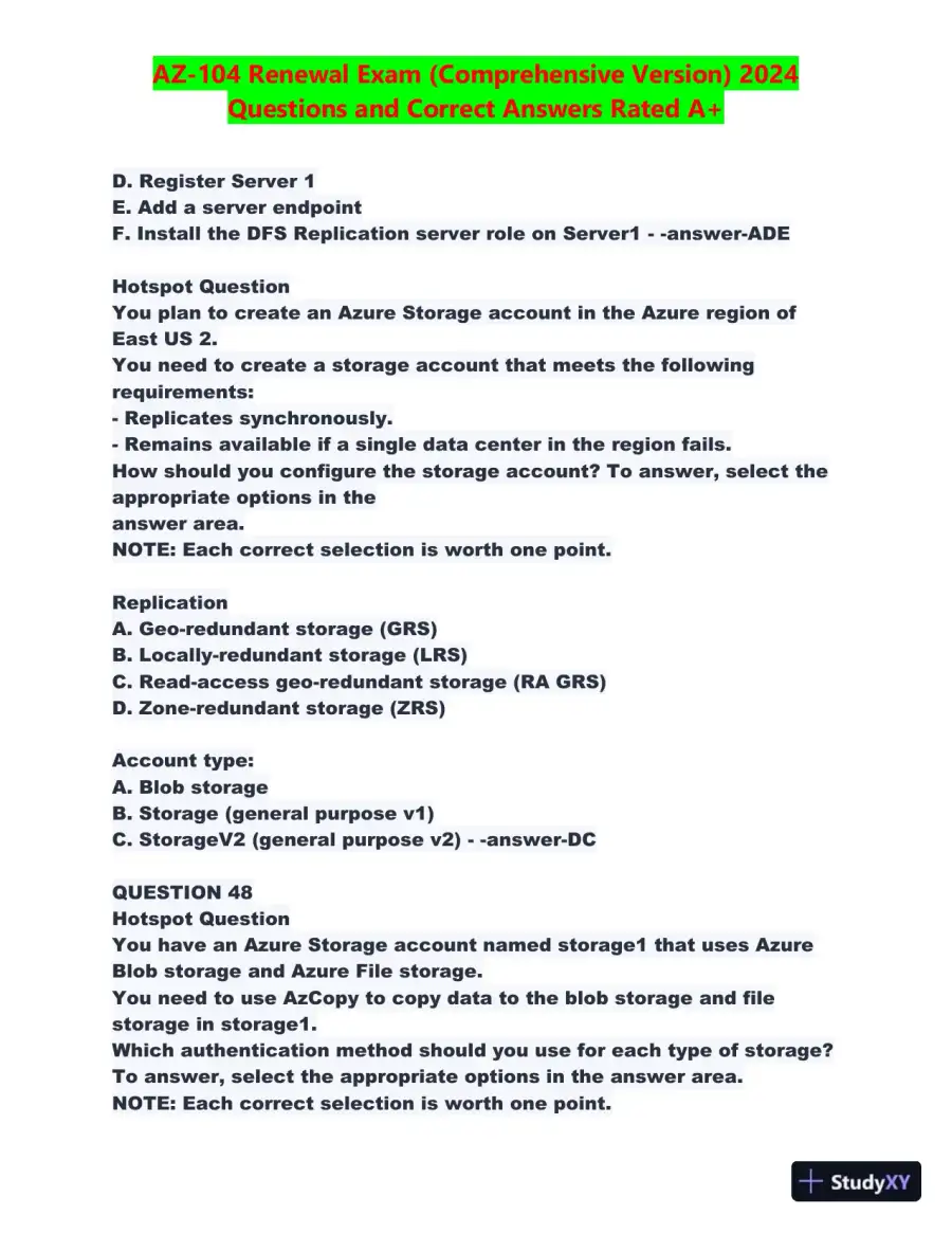 2024 AZ-104 Renewal Comprehensive Exam with Answers (270 Solved Questions), page 23