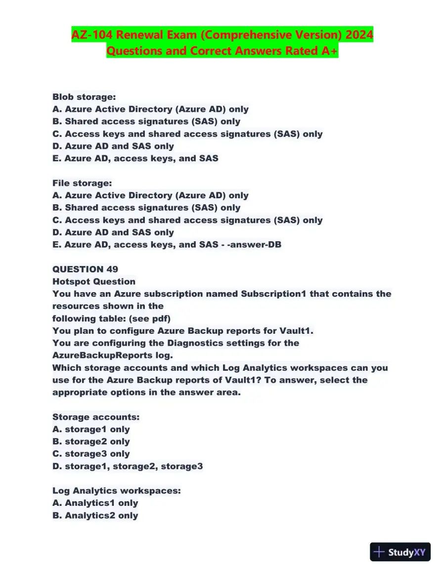 2024 AZ-104 Renewal Comprehensive Exam with Answers (270 Solved Questions), page 24