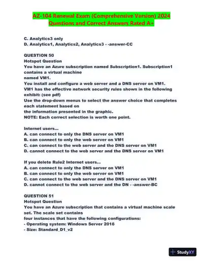 2024 AZ-104 Renewal Comprehensive Exam with Answers (270 Solved Questions) - Page 25 preview image