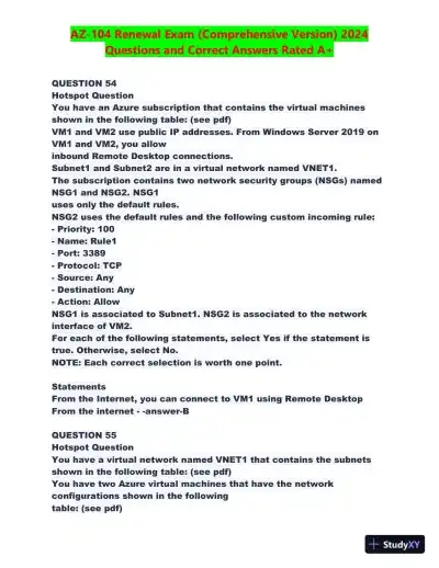 2024 AZ-104 Renewal Comprehensive Exam with Answers (270 Solved Questions) - Page 28 preview image